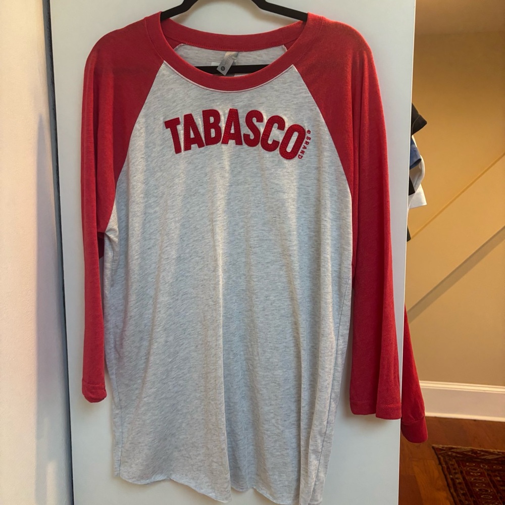 Next Level Apparel Red and Gray Raglan Tee